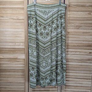 Dress Barn Green/Brown/White Patterned Skirt Size 2X